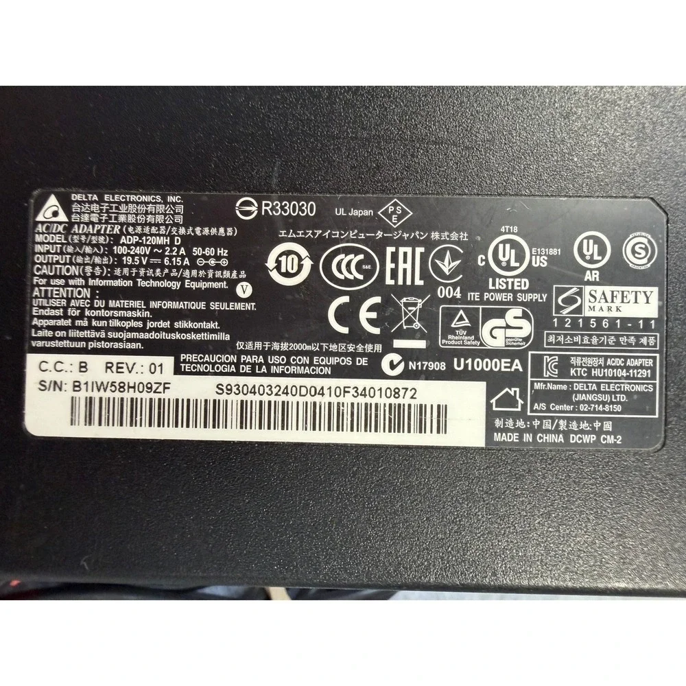 Original ADP-120MH D 120W 19.5V 6.15A AC Power Adapter Charger Cord
